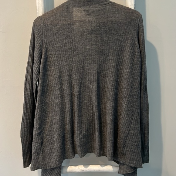 Vince Charcoal nwt cashmere wool ribbed lightweight Draped Cardigan medium - Picture 7 of 9